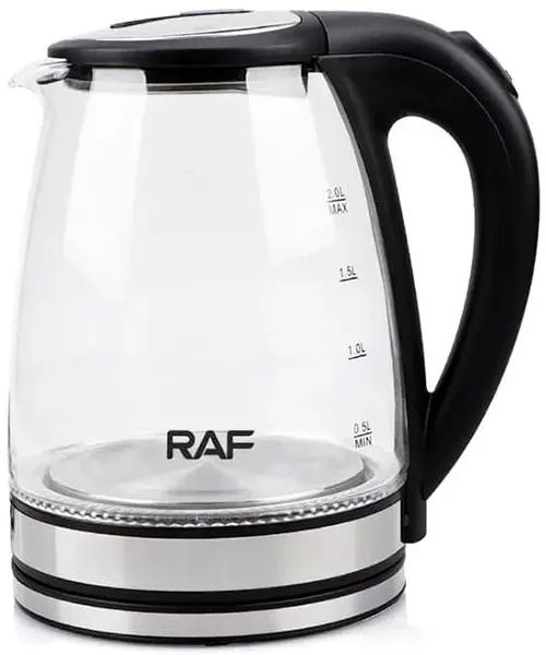RAF Glass Electric Kettle, 2 Liters, 2000 Watt, Black, RAF 7888