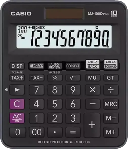 اله حاسبة مكتبية كاسيو، 10 خانة، أسود، MJ-100D Plus
