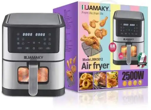 قلاية هوائية بدون زيت جماكي 2500 وات،8 لتر،شاشة ديجيتال، فضي،JMK5012
