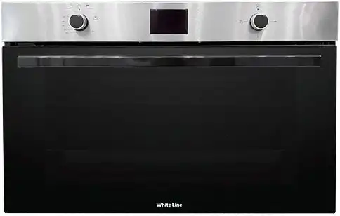 White Line built-in oven, 90 cm, gas, 90 litres, digital with grill, black * silver, WL BIO 90 IX