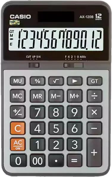 اله حاسبة مكتبية كاسيو، 12 خانة، رمادي، AX-120B