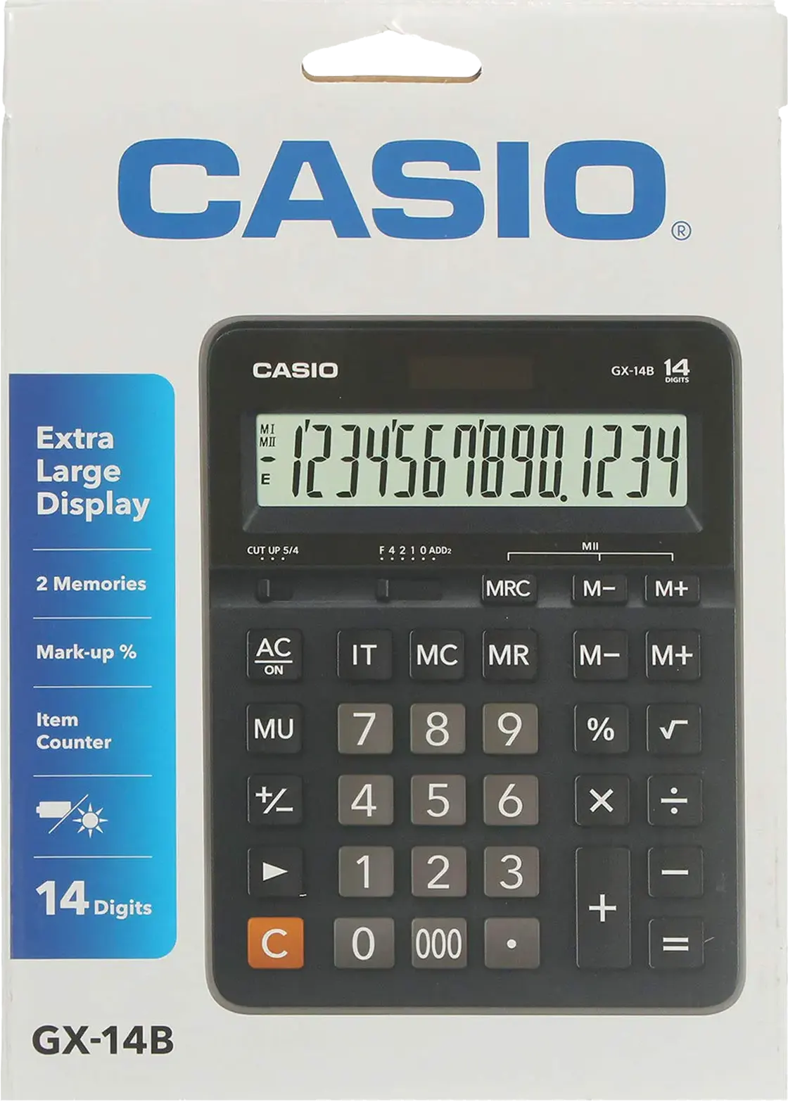 Casio Desktop Calculator, 14 Digits, Black, GX-14B