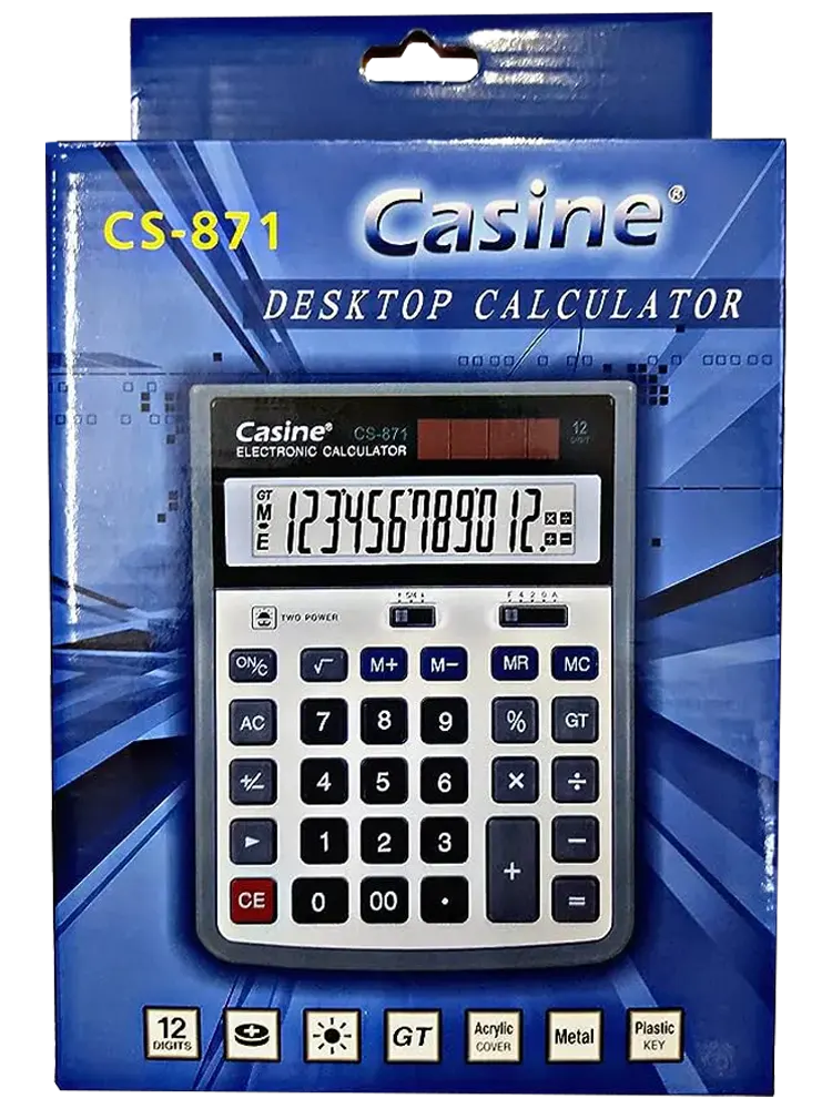 Casine Desktop Calculator, 12 Digits, Server, CS-871