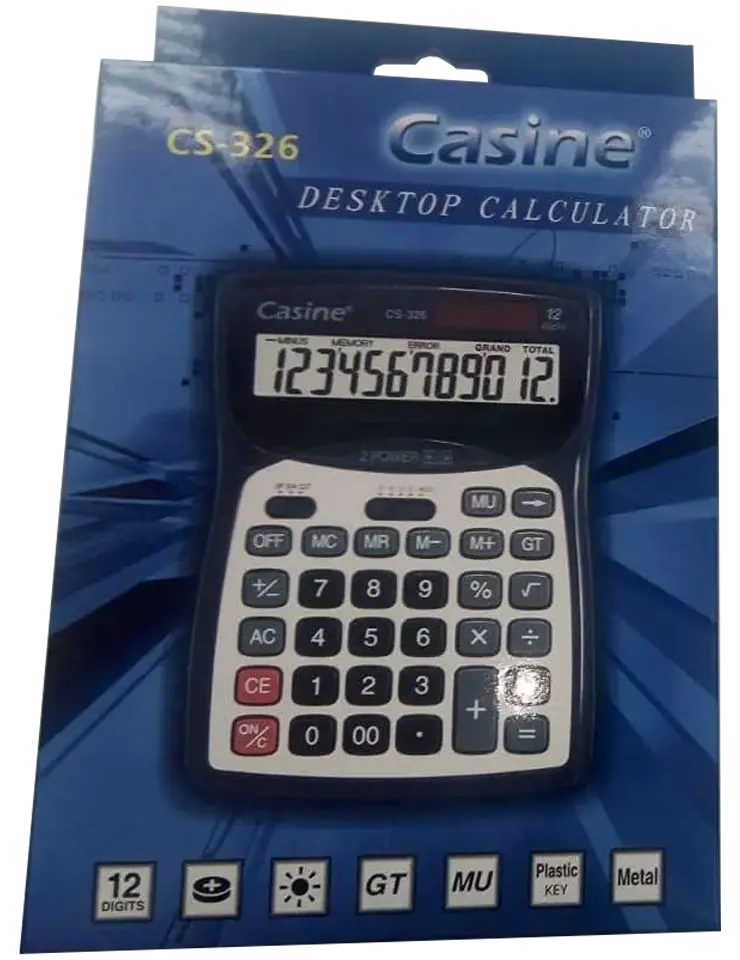 Casine Desktop Calculator, 12 Digits, Black, CS-326