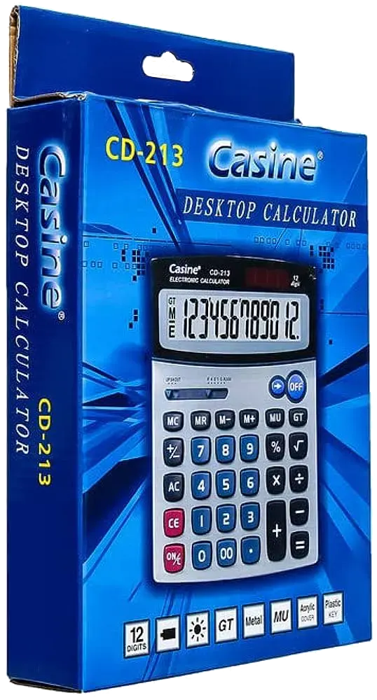Casine Desktop Calculator, 12 Digits, Silver, CD-213