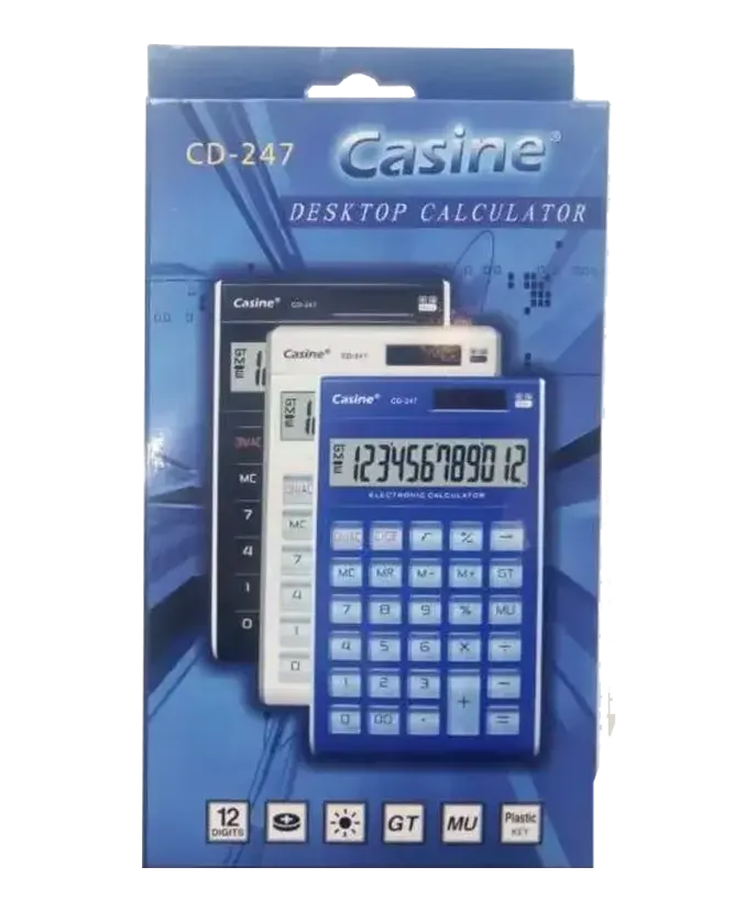 اله حاسبة مكتبية كاسين، 12 خانة، أسود | أزرق | أبيض، CD-247