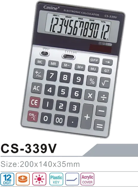 اله حاسبة مكتبية كاسين، 12 خانة، رمادي، CS-339V