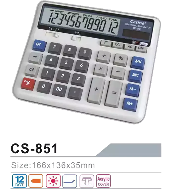 اله حاسبة مكتبية كاسين، 12 خانة، أبيض، CS-851