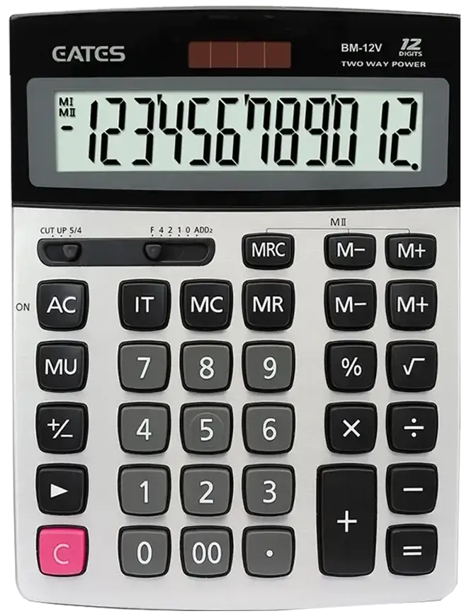 Eates Desktop Calculator, 12 Digits, Grey, BM-12V