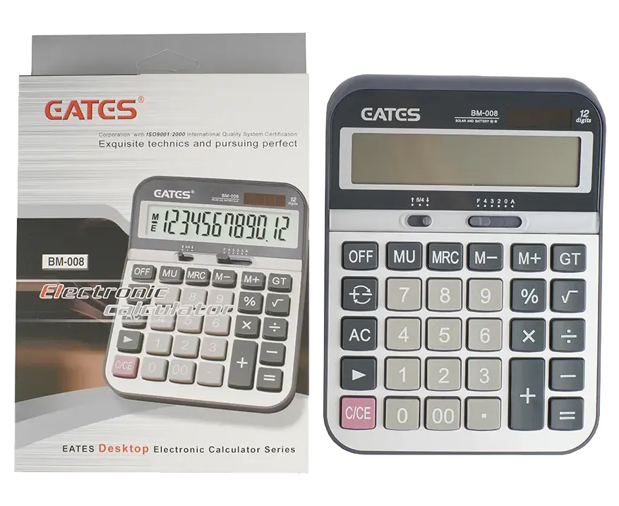 Eates Desktop Calculator, 12 Digits, Gray, BM-008