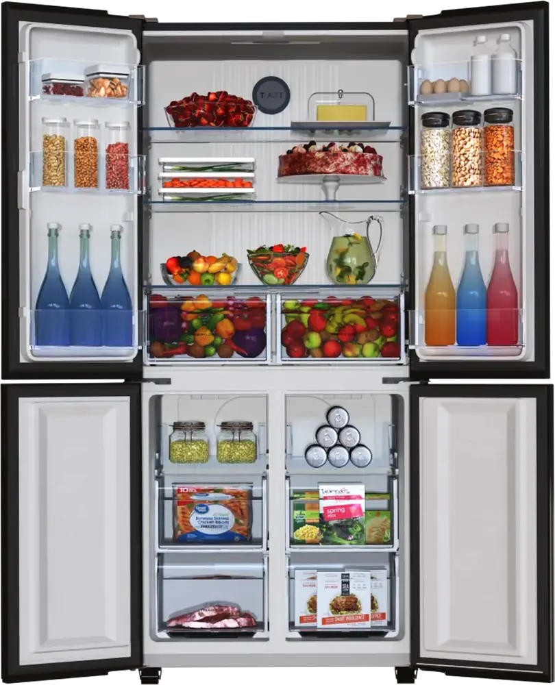 Haier Refrigerator, No Frost, 565 Liters, 4 Doors, Side by Side, Touch Digital Screen, Inverter, Glass Black, HRF-565-TDBG