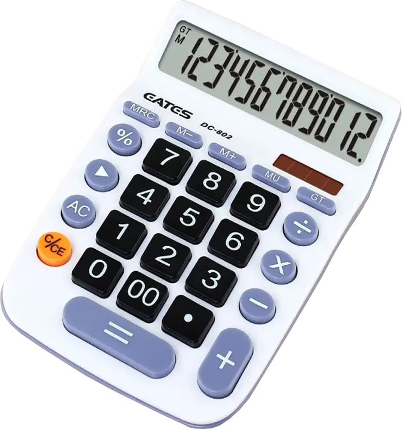 Eates Desktop Calculator, 12 Digits, White, DC-802