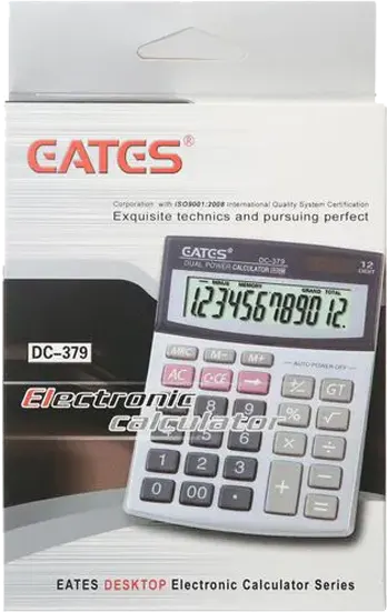 Eates Desktop Calculator, 12 Digits, Gray, DC-379