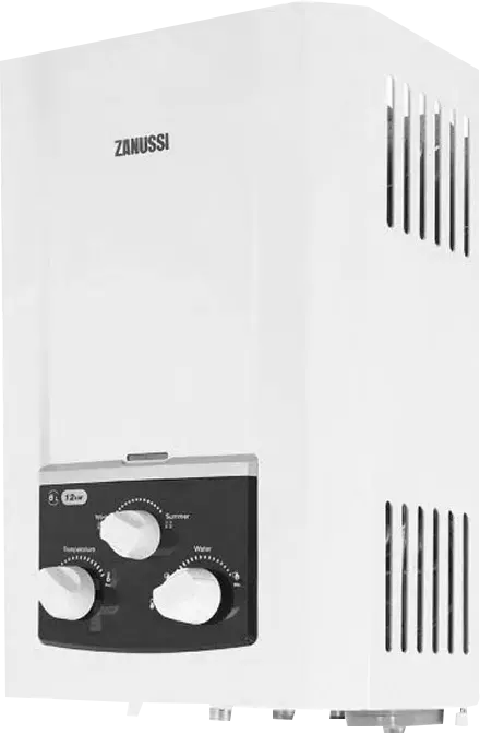 Zanussi Gas Water Heater Delta, 6 Liters, Natural Gas, Without a Chimney, Digital, White, ZYG06313WL