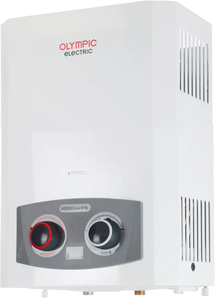 Olympic Hero Flow Gas Water Heater, 6 Liters, Digital, Without a Chimney, White, OYG06313WL