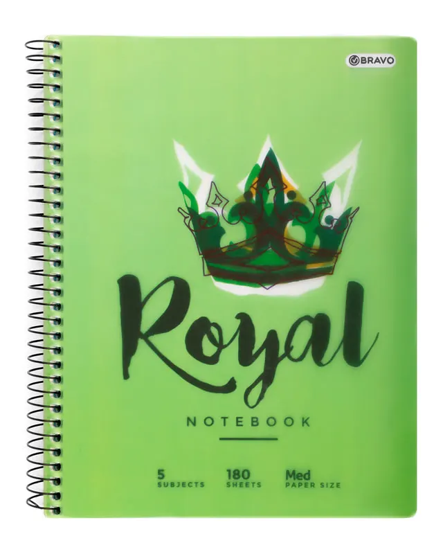 Sasco Bravo Royal MED Spiral Notebook, 180 Sheets, Multi Color
