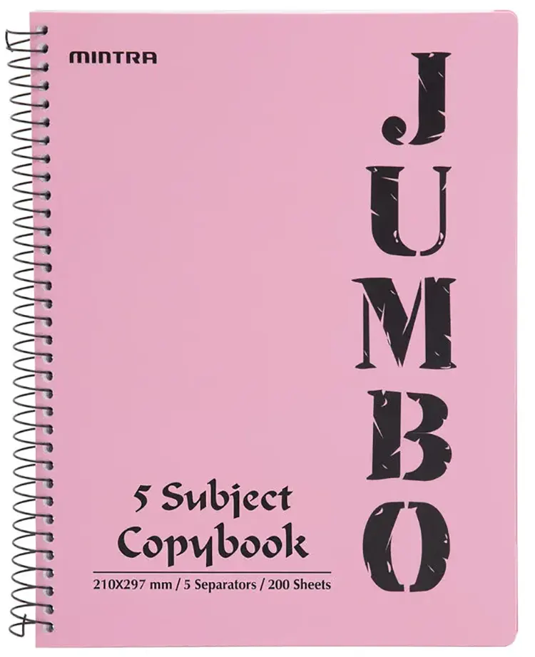 Mintra A4 Jumbo Spiral Notebook, 200 Sheets, 5 Dividers, Multi Color
