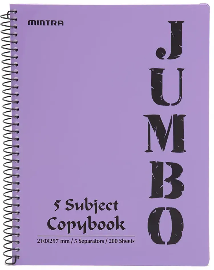 Mintra A4 Jumbo Spiral Notebook, 200 Sheets, 5 Dividers, Multi Color