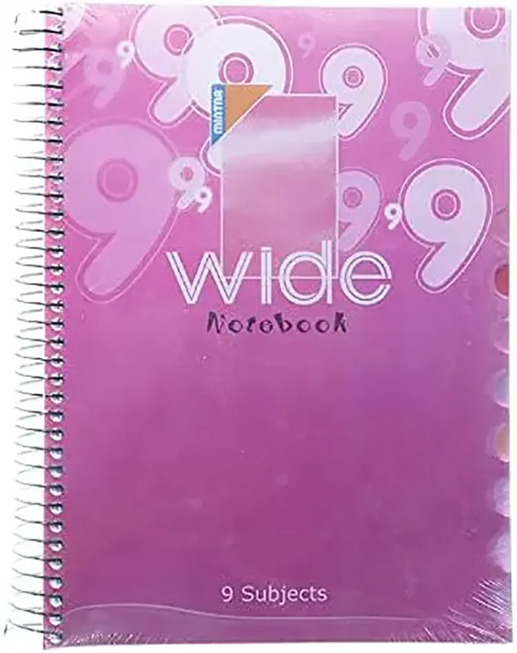Mintra A4 Wide 9 Notebook, 216 Sheets, 9 Dividers, Multi Color