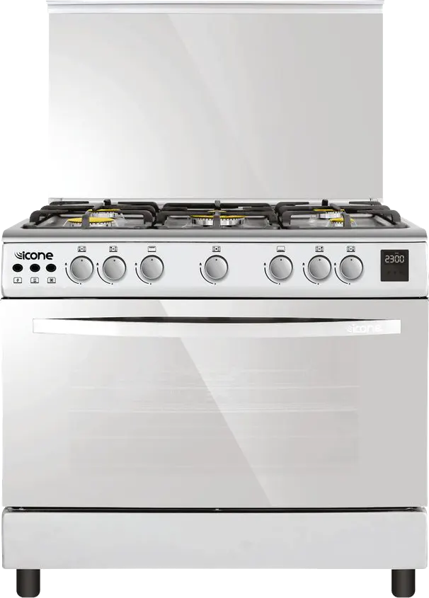 بوتاجاز ايكون فيوجن، 90×60 سم، 5 شعلة، تايمر ديجيتال، سلفر، IC-CK-9060R02 PRO