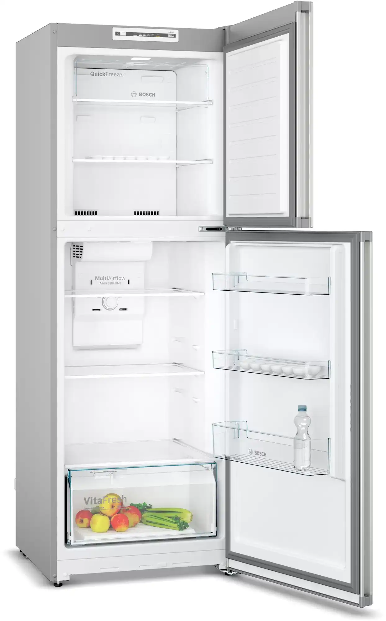 Bosch Refrigerator, No Frost, 285 Liters, 2 Doors, Inox Silver, KDN30N12E8