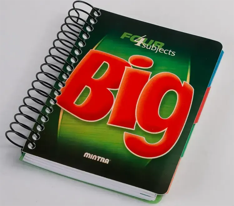 Mintra A6 BIG Spiral Notebook, 192 Sheets, 4 Dividers, Multi Color