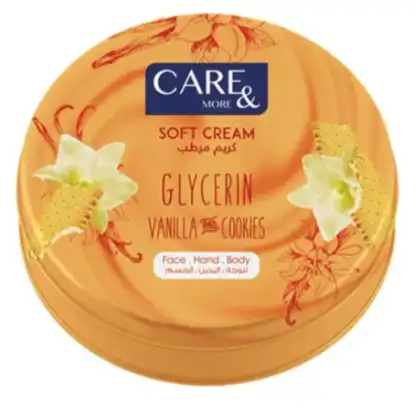كريم مرطب كير اند مور بالجلسرين والفانيليا كوكيز ، مرطب للوجه واليدين والجسم ، 75 مل .