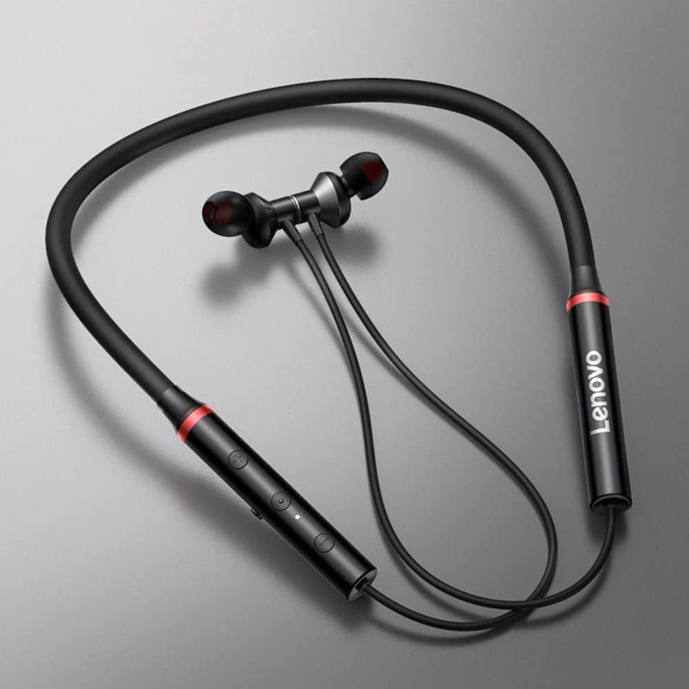 Lenovo HE05X Wireless Earphones, Bluetooth 5.0, Clear Sound, Visible Control Buttons, Black