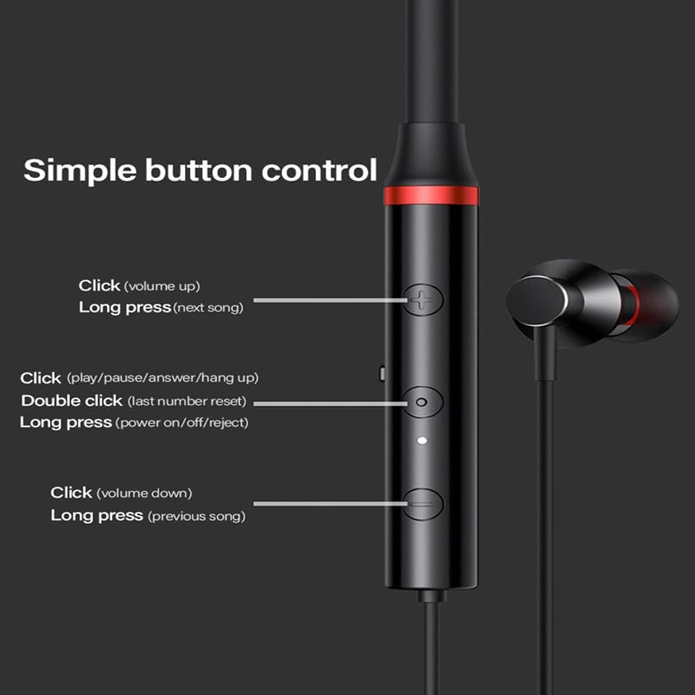 Lenovo HE05X Wireless Earphones, Bluetooth 5.0, Clear Sound, Visible Control Buttons, Black