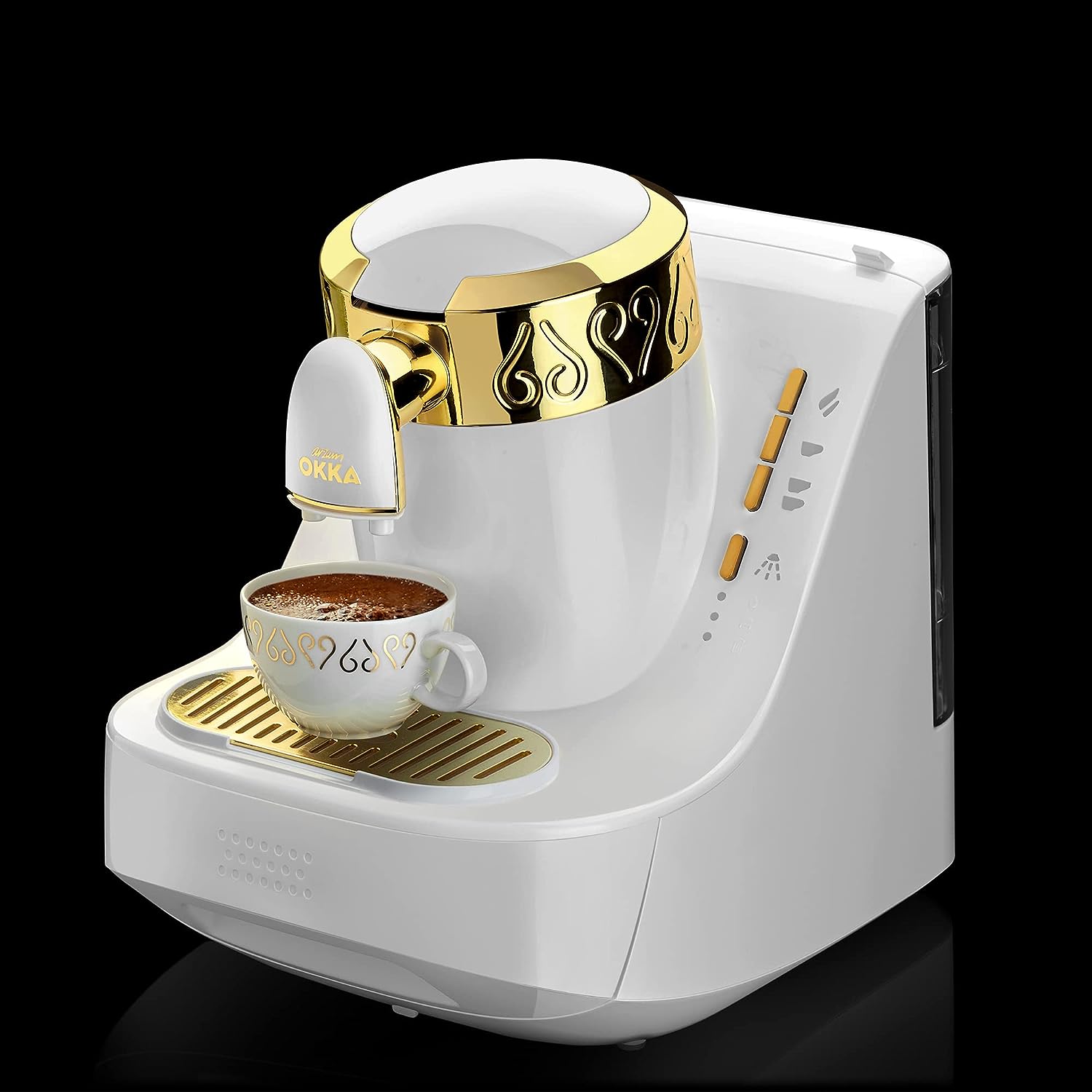 ماكينة تحضير القهوة التركي ارزوم اوكا ، 710 وات ، أبيض x ذهبي ،OK008B