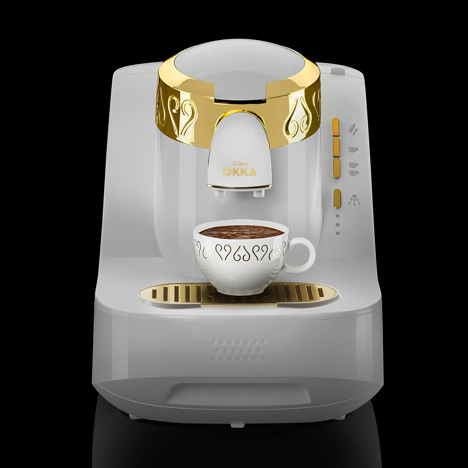 ماكينة تحضير القهوة التركي ارزوم اوكا ، 710 وات ، أبيض x ذهبي ،OK008B