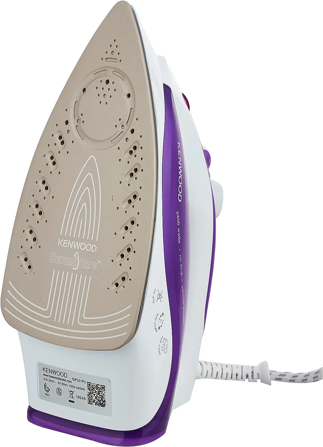 مكواة بخار كينوود ،2400 وات، قاعدة سيراميك ، أبيضx موف،  ISP201PU