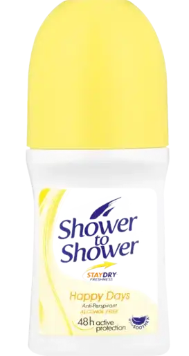 Shower to Shower Happy Days Deodorant for Women, Roll-On, 50 ml