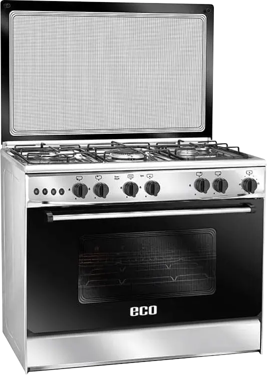 Unionaire Eco Gas Cooker, 90x60 cm, 5 Burners, Fan, Black x Silver, C69SS-AC-447-F-ECO-2W