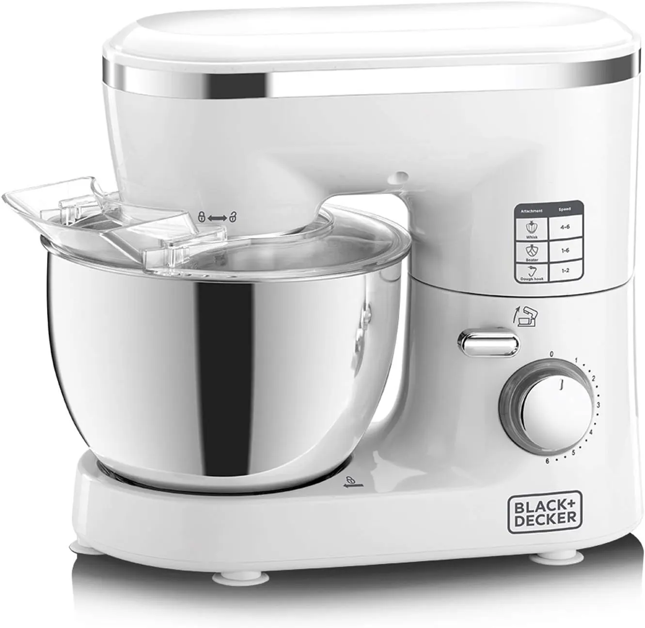 Black & Decker Stand Mixer 1000 Watt, 4 Liters, White x Silver, SM1000