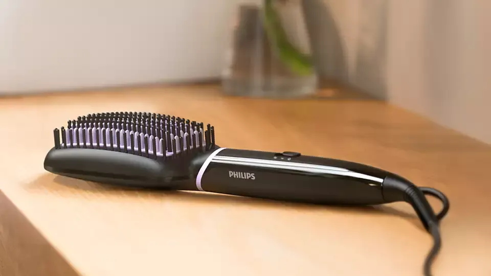 Philips StyleCare Essential Electric Hair Straightening Brush, Black, BHH880