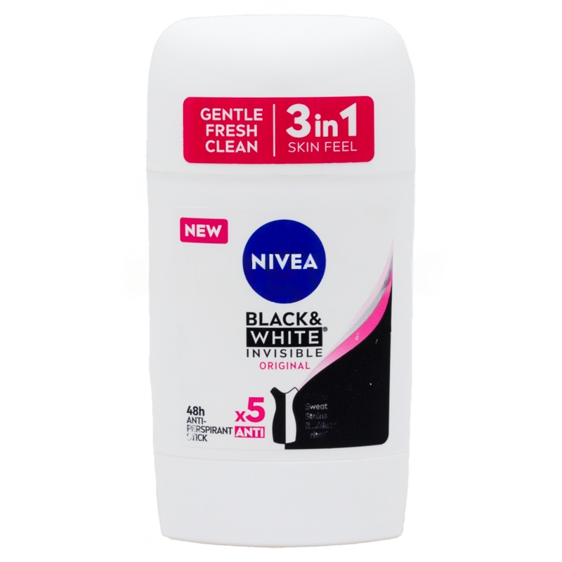 Nivea Deodorant for Women Black & White 3 in 1, Stick, 50 ml
