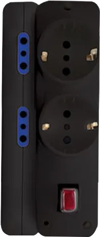 مشترك كهرباء إليوس، 6 منافذ، 3680  وات، 250 فولت، 16 أمبير، أسود