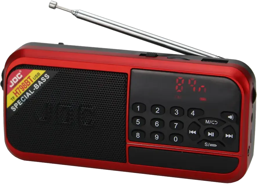 راديو محمول جوك للجيب ، إف إم، بلوتوث، تـدعم USB، أحمر ، H798BT