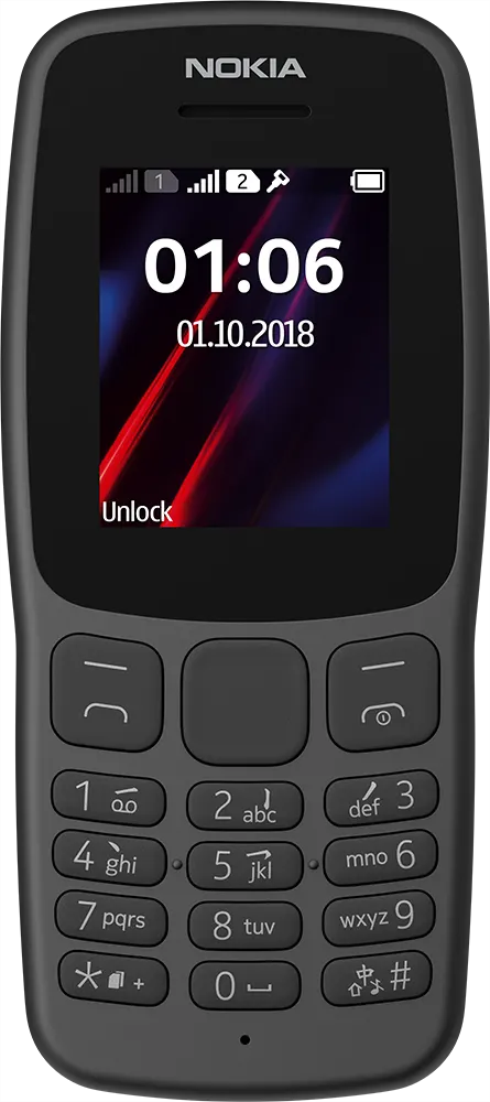 Nokia 106 Dual SIM Mobile, 4MB Internal Memory, 4MB RAM, 2G Network, Gray