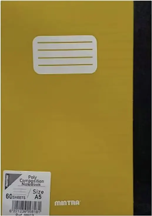 Mintra Poly Composition Notebook 60 Sheets, A5, Lined, Multiple Color
