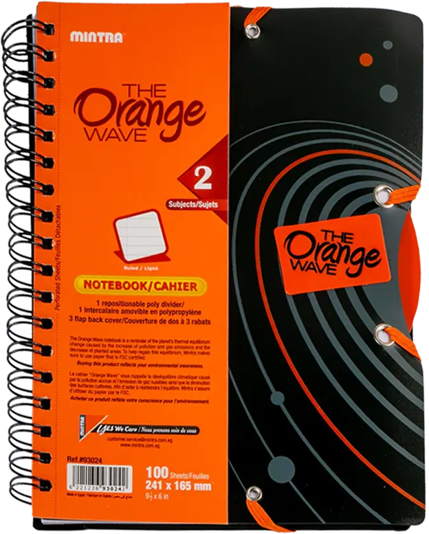 Mintra Orange Wave Spiral Notebook, 100 Sheets, 16.5×24.1 cm