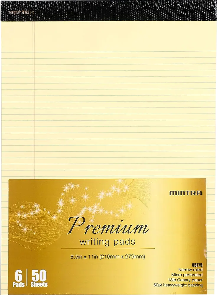 Mintra Stapler Notepad 50 Sheets, 70 gm, Yellow Paper