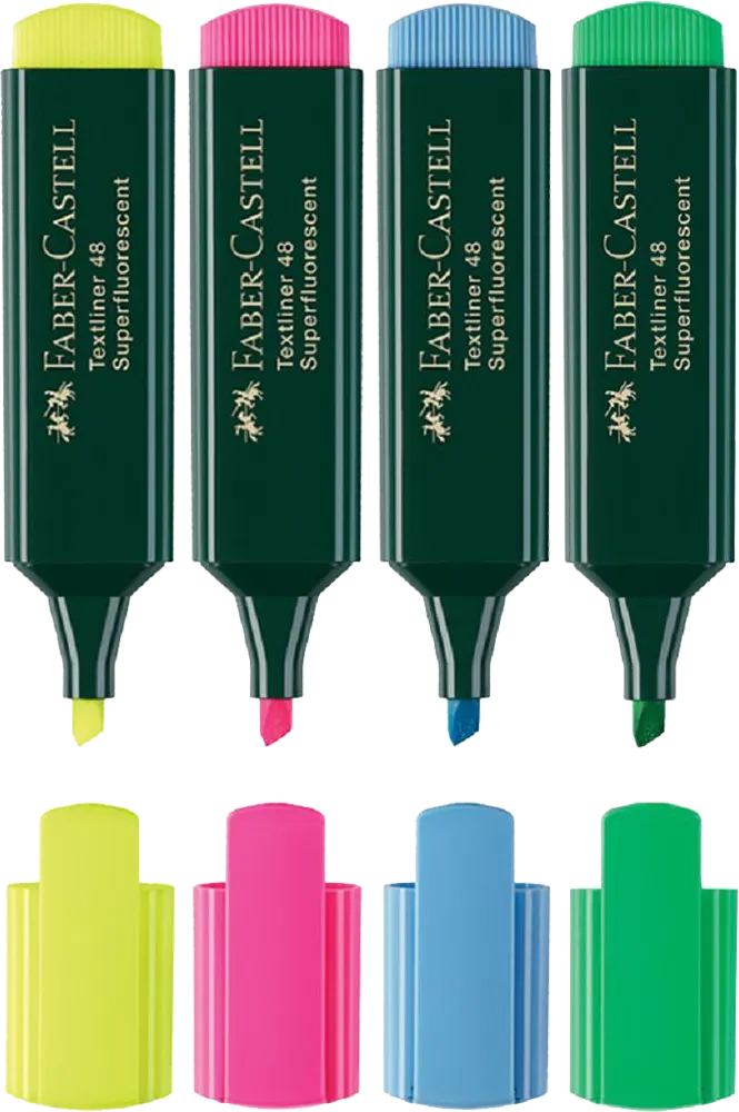 Faber-Castell Phosphorescent Highlighter Pen Set, 4 Colors, Chisel Tip, 1548-4