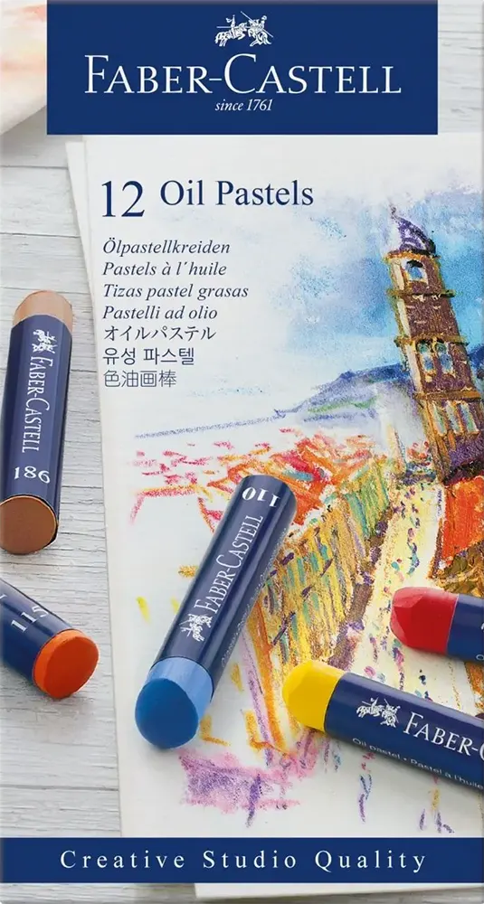 Faber-Castell Oil Pastels Short Set, 12 Colors, Assorted Colors, 127012