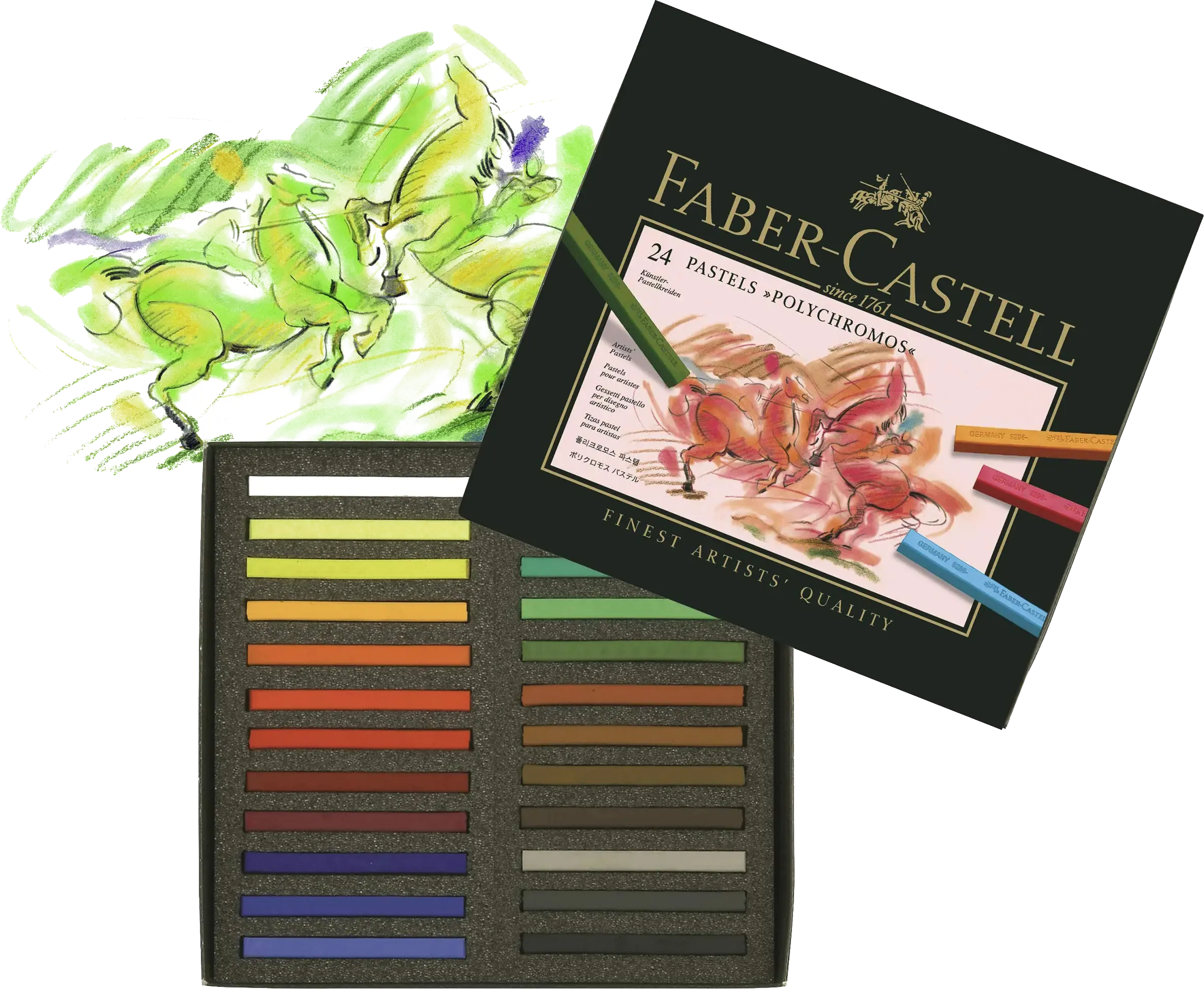 Faber-Castell Polychromos Pastels Short Set, 24 Colors, Assorted Colors, 128524