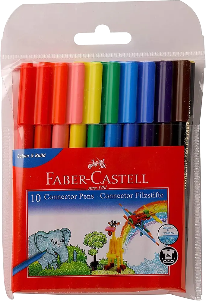 Faber-Castell Painting Felt Pens, 10 Colors, Thin, Multi-Colour, 153010