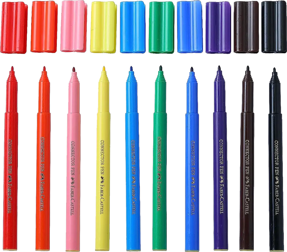 Faber-Castell Painting Felt Pens, 10 Colors, Thin, Multi-Colour, 153010