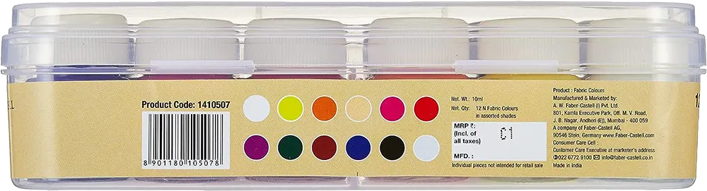 مجموعة ألوان قماش فابر كاسيل، 12 لون ،10 مللي، ألوان متعددة، 1410507