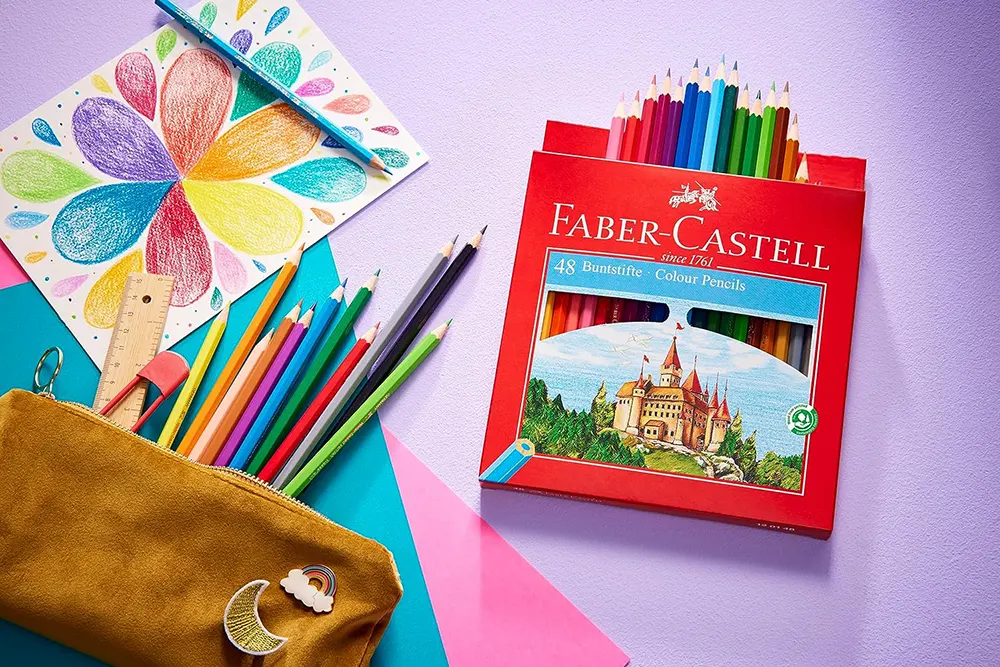 Faber-Castell Colored Pencils Set, 48 Colors, Long, Assorted Colors